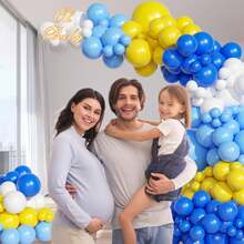 108pcs Blue & Yellow Balloon Arch Kit, DIY Cartoon Theme Blue, Light Blue, Yellow, White Latex Party Balloons For Cartoon Theme Birthday, Anniversary, Graduation, Baby Shower Party Decor - Multicolor - View 4