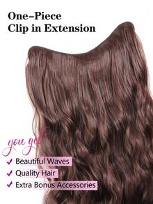 16/20/24/28英寸长波浪V型接发合成长波浪发型棕黑色深棕色假发耐热假发夹式接发3件/套女士日常佩戴1件