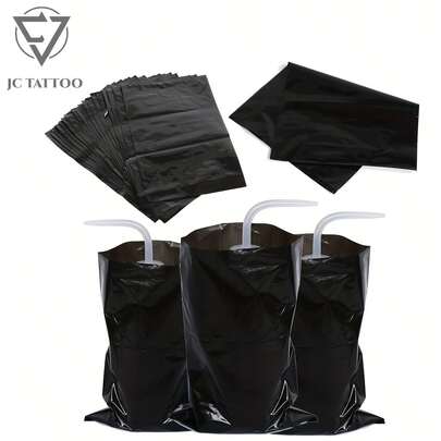 100/200 Sacos para frascos de lavagem de tatuagem pretos para suprimentos e equipamentos de tatuagem, extra longos e largos, uso profissional em tatuagem, suprimentos para tatuagem para iniciantes e tatuadores experientes