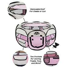 Petmaker Portable Pop Up Pet Play Pen with Carrying Bag, Pink, 38 x 24(Rosado 31.5" x 31.5" x 22") - Tipo 2 - Ver 6