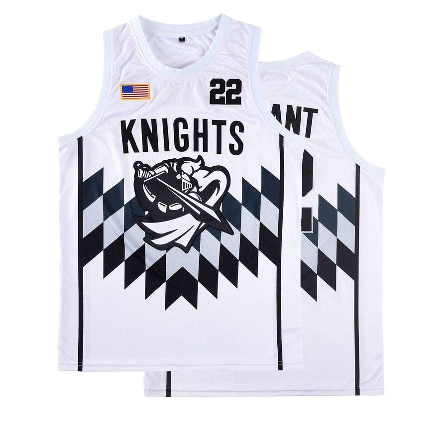 ST John's Shamrocks Camiseta de baloncesto para hombres con diseño de caballeros, talla 22. Camiseta deportiva con bordado, de tela elástica y corte holgado sin mangas con cuello redondo. Con bordado de letras, adecuada para baloncesto, deportes y running.