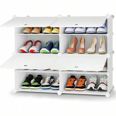 Shoe Rack, 6 Tier Shoe Storage Cabinet 24 Pair Plastic Shoe Shelves Organizer Closet Hallway Bedroom Entryway