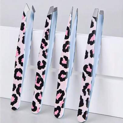 4Pcs Multifunctional Beauty Tweezers Set, Easy To Use For Multiple Scenes Such As Eyebrow Trimming And Eyelash Curling, High-Precision Eyebrow Trimming Beauty Set, Eyebrow Tweezers, Beard Removal Tools, Hair Removal Tweezers, False Eyelash Tools