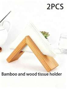 1pc/2pcs Wooden Tissue Box Holder, Triangular Wooden Napkin Holder, Desktop Tissue Dispenser, Natural Wood Color, Suitable For Restaurant, Hotel, Meeting Room, Office Desk, Can Be Used For Party And Daily Use, Also Can Be Used As Autumn Decor Storage Rack - Wood Color - View 14