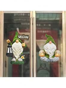 1PC Christmas Room Decor, Home Decor Cartoon Garden Gnome Decor Wall Sticker Faceless Old Man Window Sticker