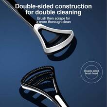 Fawnmum Silicone Tongue Scraper With Non-Slip Handle ,Double-Side Tongue Brush Fresh Breath,Oral Hygiene Care Tool,1pc