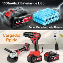 Kit De Taladros eléctrica Inalámbricos Y Esmeriladoras Angular Inalámbrica Wanse Incluye una amplia gama de accesorios 2 baterías De Litio De Alta Capacidad Diseño Ergonómico - Rojo - Ver 5