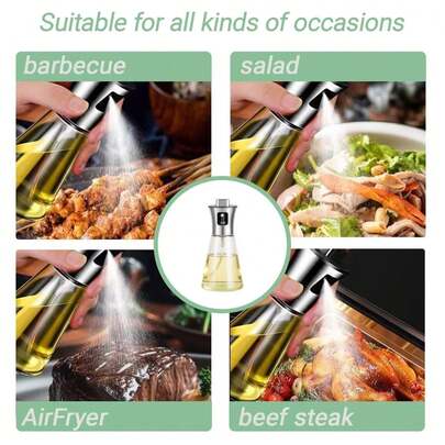 Spruzzatore multifunzionale in acciaio inox per olio per grigliare, bistecche, olio da cucina, olio d'oliva, friggitrice ad aria, aceto di colza, olio vegetale - elettrodomestico da cucina portatile in una mini bottiglia per grigliare, friggere, insalate e cuocere al forno (conico)