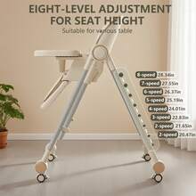 Nawahev 3-In-1 Baby High Chair For Toddlers – Adjustable Height Feeding Chair With Removable Tray & Easy-Clean PU Cushion, Portable For Travel & Camping, Ages 1-3, White - White - View 7