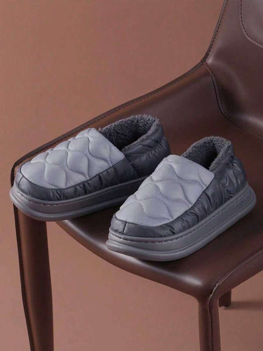 Thick Sole Indoor Slippers For Men, New Autumn/Winter Styles, Warm House Slippers Can Be Worn Outdoors - Grey - View 1