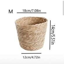 1 个收纳篮编织藤条盆栽篮垃圾桶洗衣篮脏衣篮小号或大号圆形编织篮多功能容器适用于卧室客厅浴室办公室编织篮 - 棕色 - 查看 13
