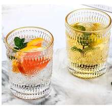 6 pahare romantice de apă de 9oz (255,1g), pahare mici de băut, set de pahare vintage, potrivite pentru suc, băuturi, bere, cocktail