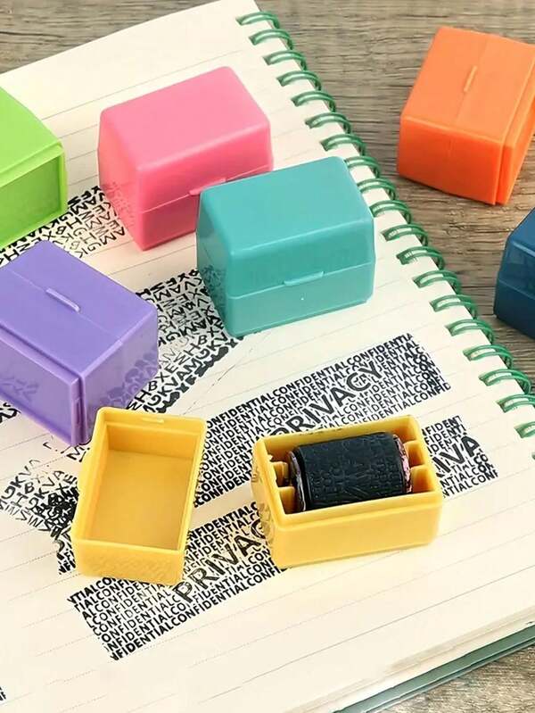 Sello rodante de unicolor, sello rodante de protección de identidad - Protección de privacidad, sello fotosensible borroso, privacidad de mensajería, para ocultar información confidencial y direcciones, cubrir datos de documentos, sellado, antirrobo, superficie lisa y elegante, útiles escolares, vuelta al cole