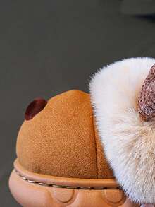 2-8岁儿童卡通可爱防滑保暖包头拖鞋，男童和女童，冬季 - 卡其色 - 查看 6