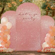 5ft/6ft/6.6ft Glitter Arch Backdrop, Rose Gold/Gold/Silver/Red, Sequin Decor, Polyester, No Power Needed, Perfect For Elegant Photography (Frame Not Included), Wedding & Party Decoration - Multicolor - View 8