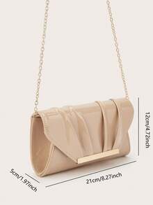 优雅、精致、低调奢华、时尚纯色漆面手拿包，方便携带，时尚PU材质，适合女性，适用于婚礼、派对、舞会、盛会和其他场合。 - 杏色 - 查看 8