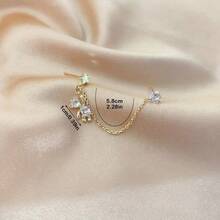 1/2 件可爱熊耳夹耳环带链，双穿孔耳钉，不锈钢时尚首饰 - 耳環 - 查看 7