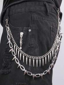 1 pieza Cinturón de cintura de estilo punk rock minimalista y de moda, versátil con remaches y cadena de metal, regalo decorativo de cadena para jeans unisex