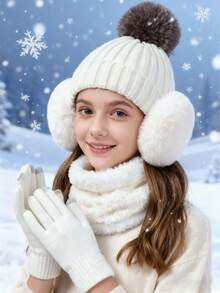 5pcs/2pcs Winter Warm Outdoor Sports Accessories: Thick Warm Hat, Neck Girdle, Touch Screen Gloves And Plush Earmuffs, Suitable For Outdoor Skiing, Cycling And Hiking - Multicolor - View 1