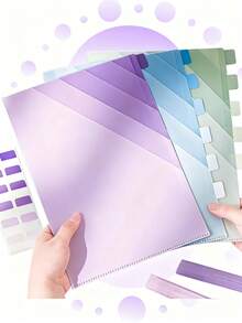 6-Ply Transparent L-Folder With Pink And Purple Gradient Design - A4 Subject Divider, Exam Paper Organizer For School, Office And Home - Durable Plastic File Organizer With Tab Space, Office Accessories | Transparent Folders | Functional Folders - Multicolor - View 5