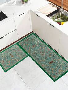 1 pieza Alfombra de cocina antifatiga, cojín de piso, alfombra de cocina verde, tapete de pie ergonómico, adecuado para bar, restaurante, decoración navideña del hogar