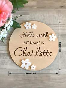 1 szt. Spersonalizowany znak z ogłoszeniem o narodzinach dziecka, kwiaty Daisy, drewniana tabliczka z imieniem dziecka, Hello World, spersonalizowany znak z imieniem dziecka do szpitala, kwiatowy znak dla noworodka - Wielokolorowe - Zobacz 2