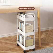 1 Wheeled Multi-Layer Mobile Storage Rack, Portable Multifunctional Handcart, Children's Toy Storage Rack, Minimalist Bookshelf, Snack Storage Rack, Dressing Table Cosmetic Compartment Storage Rack, Kitchen Utensil Storage Rack, Multifunctional Plastic Service Handcart, Suitable For Home Bathroom, Kitchen, Living Room And Study, Suitable For Home Storage And Home Decoration. ﻿