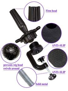 1 Adjustable Mannequin Head Stand, Suitable For Manikin Hair Training Model Hairdresser Styling Tools Wig Holder - Black - View 4