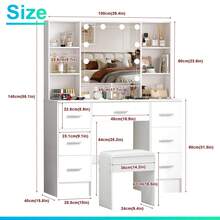 100cm Modern White Vanity Set With LED Mirror & Stool, 7-Drawer Storage + Tiered Shelves - Large Dressing Table With LED Adjustable Brightness - Girls Bedroom Furniture With Stool Included, Space-Saving Design, Easy Assembly Required - Ideal For Teen Girls & Women - Modern Makeup Dressing Table Set, Vanity Makeup