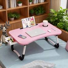Extra-Large Portable Laptop Desk With Cup Holder & Drawer - Multifunctional Tray Stand For Bed, Sofa, Floor Use - Sturdy, Durable, Foldable Design - 白色 - 查看 6