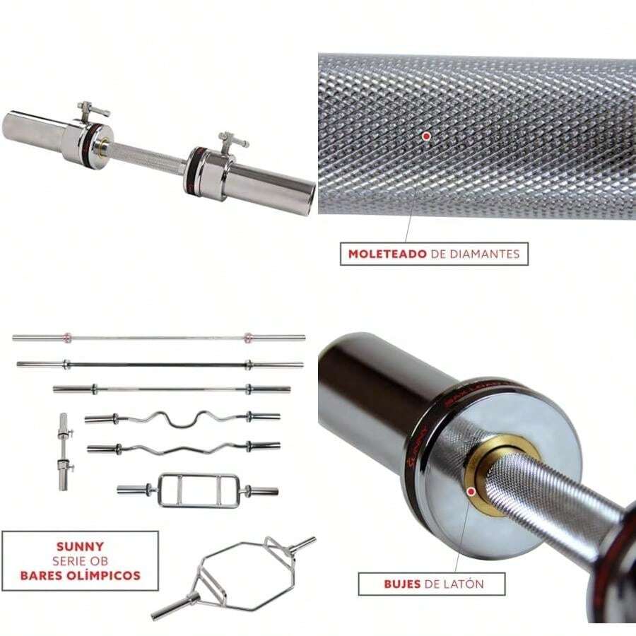 Olympic - Barra de barra individual, mango resistente de 20 pulgadas con collares de anillo de bloqueo, manga cargable, cepillado de latón, apto para placa de peso estándar de 2 pulgadas, cromo, OB-20(manubrio con mancuernas) - Tipo 1 - Ver 1