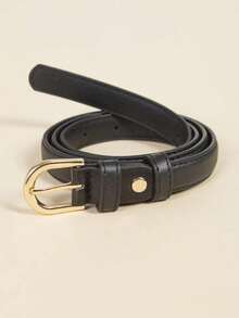 1pc Women Black Fashionable Solid Skinny Belt For Daily Life Summer, School Fall, Autumn, Halloween - trắng - Xem 4
