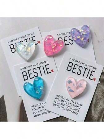 1 Set Of 5 Pocket Hugs For Best Friends - The Adorable Token For Female Pals. A Sweet Gesture Gift, A Loving Embrace In Card Form, An Exquisite Valentine's Day Present. A Friendship Keepsake, A Sentimental Surprise, A Must-Have For Galentine's Or Romantic Moments,Valentine's Day,