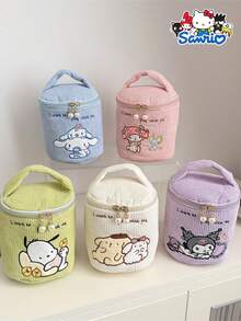 Sanrio 1 szt. Sanrio New Cartoon Kuromi Duża pojemność wiaderko do makijażu Przenośna torba na drobne w kształcie serca dla dziewczynek Torba do przechowywania kosmetyków