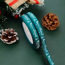 1 Roll Christmas Ribbon, Printed Design Satin Ribbon For Gift Wrapping And Crafts, Holiday Hanging Decor Cord, Suitable For Party, Merry Christmas Ribbon, Christmas Tree Decor, Vintage Christmas Decor, Christmas Tree Bow, Party Decor, Holiday Hanging Decor, Holiday Pattern, Decorative Silk, Smooth Texture, Ribbon, Decorative Cord, Holiday Shoppers, Gift Wrappers