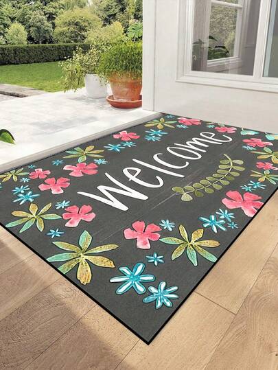Charming Vintage Floral Welcome Doormat - Non- Rubber & Non-Woven Fabric, Ideal For Indoor/Outdoor Use, Perfect Spring Home Decor Gift, 30x18 Inches Christmas Decor