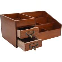 - Organizador de maquillaje de madera rstica con cajones, organizador superior, exhibicin de joyas - inicial - Ver 2