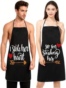 1 件厨房烹饪围裙，80 * 60 厘米/31.5 * 23.6 英寸涤纶围裙，女士围裙，简约风格围裙，字母短语印花围裙，加厚可爱防水腰围，时尚家务厨房家用工作服，厨房用品。厨房餐厅。厨房小工具。厨师围裙