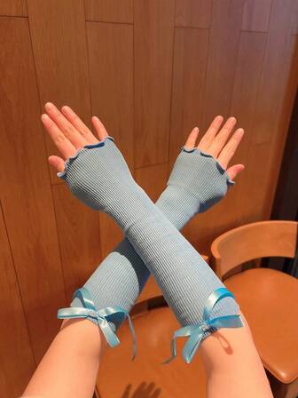 1 par moderiktiga gatuhandskar för kvinnor, söta stickade arm- och benskydd för år 2000, semestergåvor, mycket lämpliga för dagliga resor