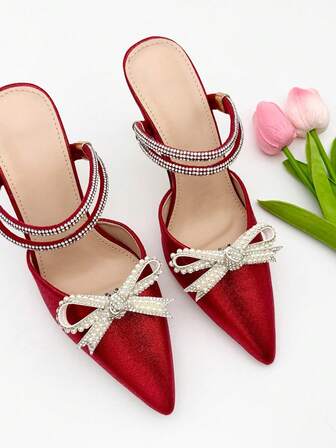 2pcs New Pearl Rhinestone Butterfly Shoe Clips, PVC, Detachable DIY Decor For High Heels & Flats, Women Shoe Fashion Accessories