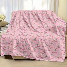 1 pieza Manta de franela con tema floral rosa, lavable a máquina, suave y cómoda, manta de lana ligera, decoración del hogar, adecuada para todas las estaciones, regalo para amigos, adecuada para sofás, camas, coches, oficinas, campamentos, viajes, al aire libre, adecuada para regalar a familiares y amigos. El regalo perfecto para hijos, hijas, abuelas, abuelos, padres, madres, tíos y tías, perfecto para Halloween, Navidad y Acción de Gracias