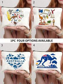 Fun Makeup Bag, Australian Theme Lightweight Makeup Bag,Canvas Charger Cable Storage Bag - Non-Waterproof ,Australian Small Animal Series Print Bag, Portable Zipper Makeup Bag With Vibrant Australian Illustrations, Portable Toiletry Bag, Travel Makeup Bagtravel Essentials For Vacation Summer Holiday Back To School School Stuff Bag For School Travel Bag For Women Makeup Bag For Travel - Multicolor - View 1