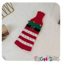 Weihnachtsferien kreative Weinflaschen-Abdeckung dekorative Artikel gestreifter gestrickter Küchen- und Esszimmer Rotwein-Flaschen-Dekoration