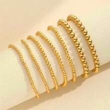 7-Piece Gold Bead Bracelet Stackable Multifunctional Bohemian Beach Style Self-Combined Bead Chains Versatile Daily Wear No Clothes Picking Exquisite Single Layered Wear Quality Details Comfortable Beach Party Vacation - Vàng - Xem 12