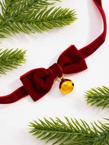 Un lindo collar de peluche de Año Nuevo y Navidad para niña, con lazo rojo dulce, campana y cadena de clavícula