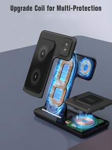 Cargador inalámbrico de carga rápida de calidad 2025 Cargador inalámbrico portátil para viajes Estación de carga con adaptador de 18W, Soporte plegable magnético 3 en 1 para teléfonos móviles, Compatible con iPhone 17 16 15 14 13 12 11 Pro Max Mini Plus X XR XS Max SE 8 Plus, Compatible con Apple Watch 10-1, 4/3/2/Pro, Regalo de San Valentín para viajes - Multicolor - Ver 9