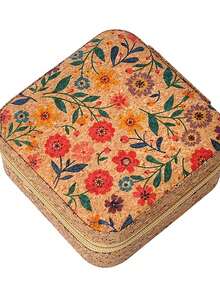 1pc Premium Vintage-Style Jewelry Storage Box, Portable Travel Earring Ring Necklace Organizer, New Print Design For Women Storage Organizer Travel Essentials Back To School Dormitory Storage