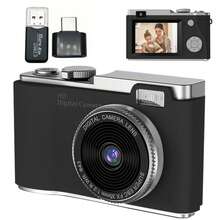 Cyfrowy aparat fotograficzny, aparat cyfrowy z rozdzielczością obrazu 48 megapikseli i wideo 1080p, łatwy w przenoszeniu i użytkowaniu, nagrywa filmy, robi zdjęcia, rozszerzony zakres ostrości, tryb zdjęć poklatkowych, ładowanie przez USB-C i przesyłanie zdjęć, kompaktowy aparat dla chłopców, dziewcząt i dzieci! Prezent na Boże Narodzenie, Święto Dziękczynienia i Nowy Rok.