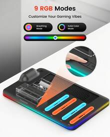 Transnovo NS2-CG04 Multifunctional RGB Lighting Charging Dock, Fits 4 Joy-Con And Pro Controllers, With Cooling Fan And 9 Game Card Slots - Black - View 4