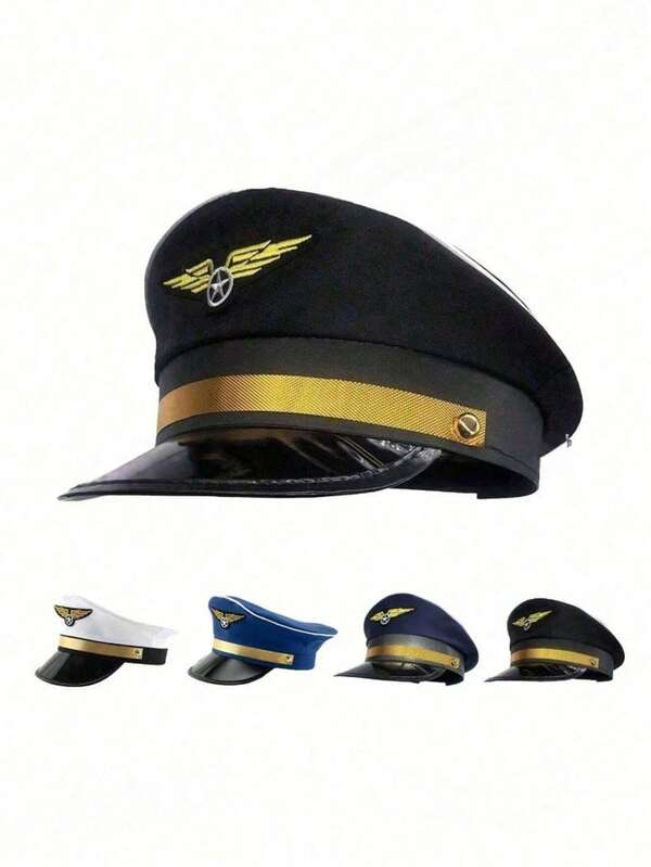 1 Stück Hut, Accessoires, Polizei Accessoires, Pilotenhut für Flugbegleiter Kostüm Rollenspiel Uniform Accessoire, ideal für Feierlichkeiten und Events Cosplay Flugbesatzung Kappe, perfekt für thematische Verkleidung